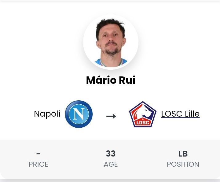Le LOSC Lille aurait conclu un accord pour signer Mário Rui sur un transfert gratuit.