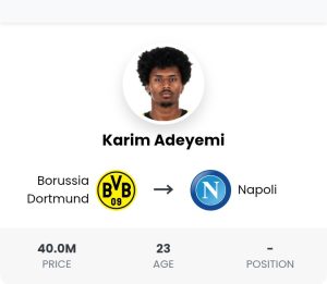 ULTIME:Il Napoli si assicura Karim Adeyemi dal Dortmund con un accordo da 40 milioni di euro come sostituto di Kvaratskhelia dopo il fallimento nell’assicurare Garnacho dal Manchester United