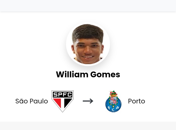 OFICIAL: Porto garante oficialmente talento brasileiro William Gomes de São Paulo