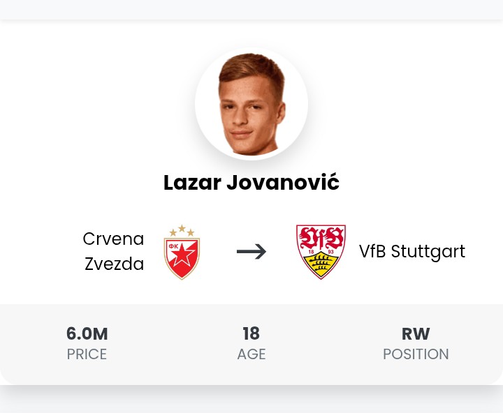 Offiziell: Der VfB Stuttgart einigt sich darauf, den serbischen Star Lazar Jovanović von Crvena Zvezda im Mega-Sommervertrag zu verpflichten.