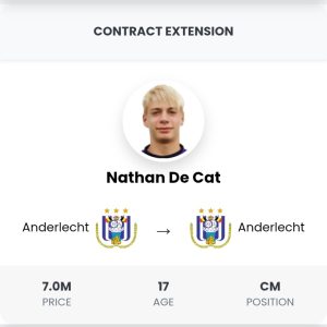 Nathan De Cat  Contract Extension Anderlecht 
