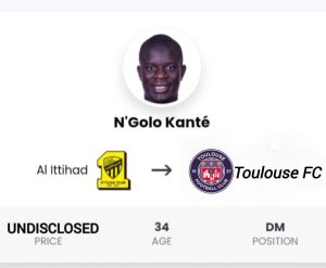 ToulouseFC N'Golo Kante Transfert Nouvelles 