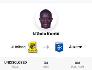 AJAuxerre N'Golo Kante Transfert Nouvelles 