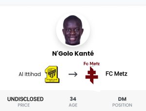 FCMetz N'Golo Kante Transfert Nouvelles 