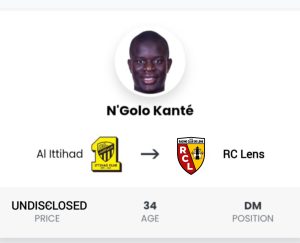 RC Lens N'Golo Kante Mercato Hivernal 